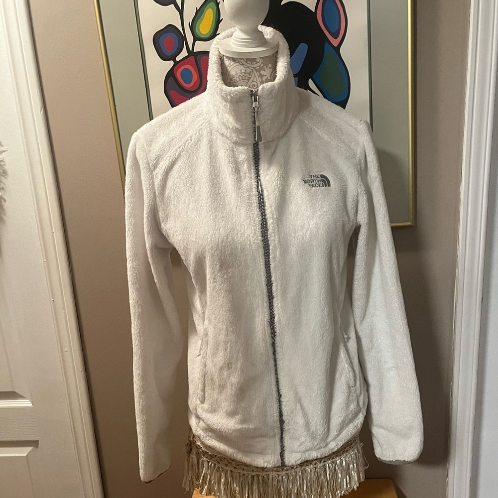 The North Face Women's White Fluffy Fleece Jacket Small